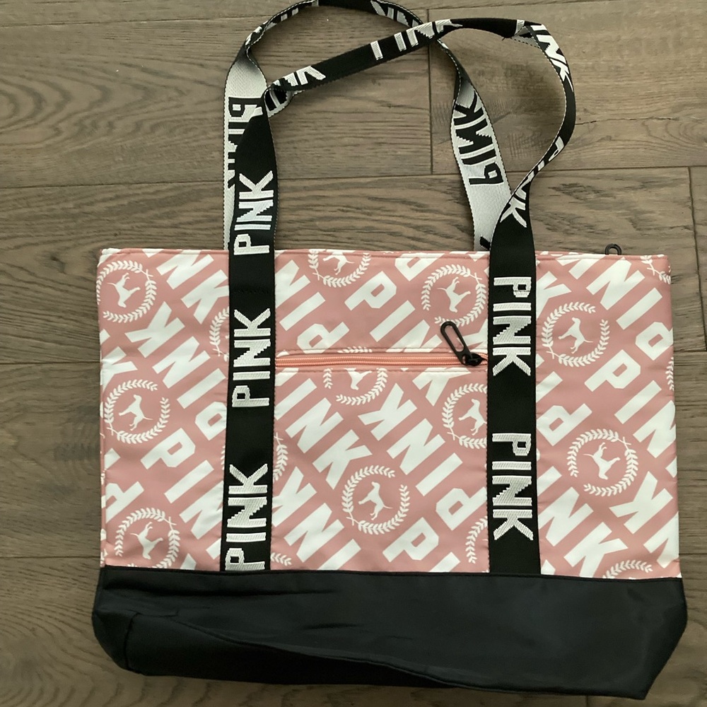 PINK Victoria's Secret VS Dog Puppy Pink and Black Tote Shoulder Bag Logo